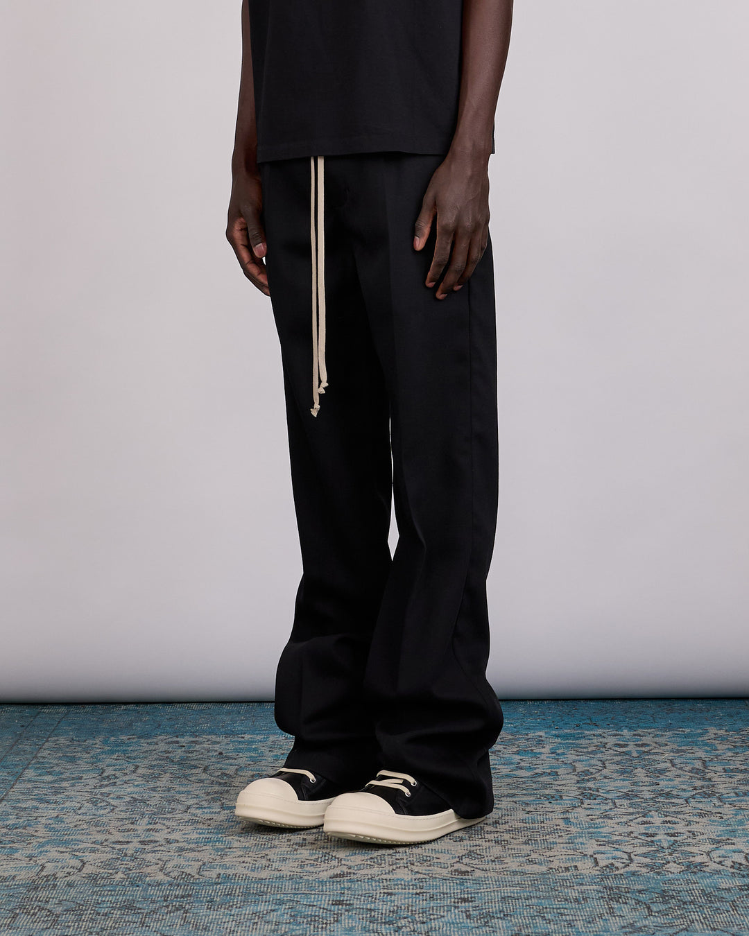 Rick Owens Drawstring Dietrich Pant Twisted Wool Black