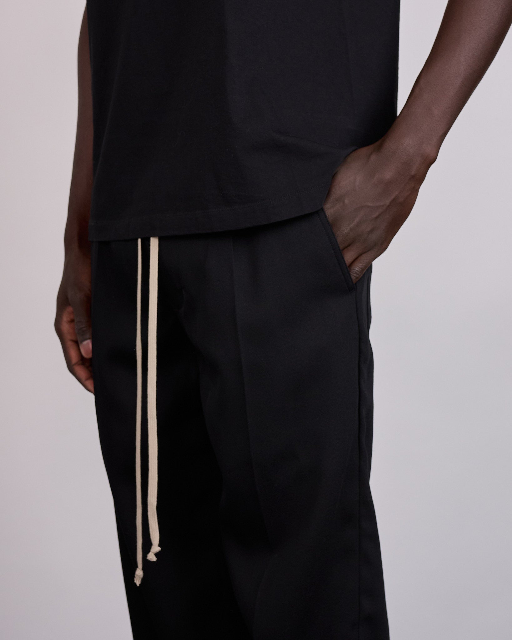 【美品】RICK OWENS DRAWSTRINGS LONG size50 Rick Owens Drawstring Dietrich Pant Twisted Wool Black – LESS 17