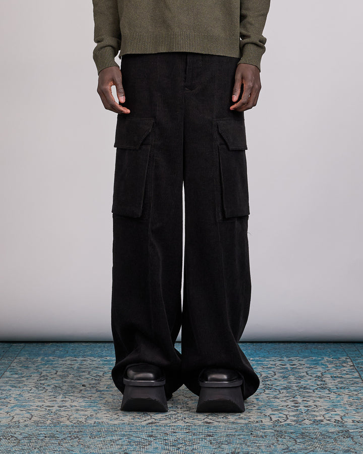Rick Owens Firbanks Cargo Pant Linen Corduroy Black