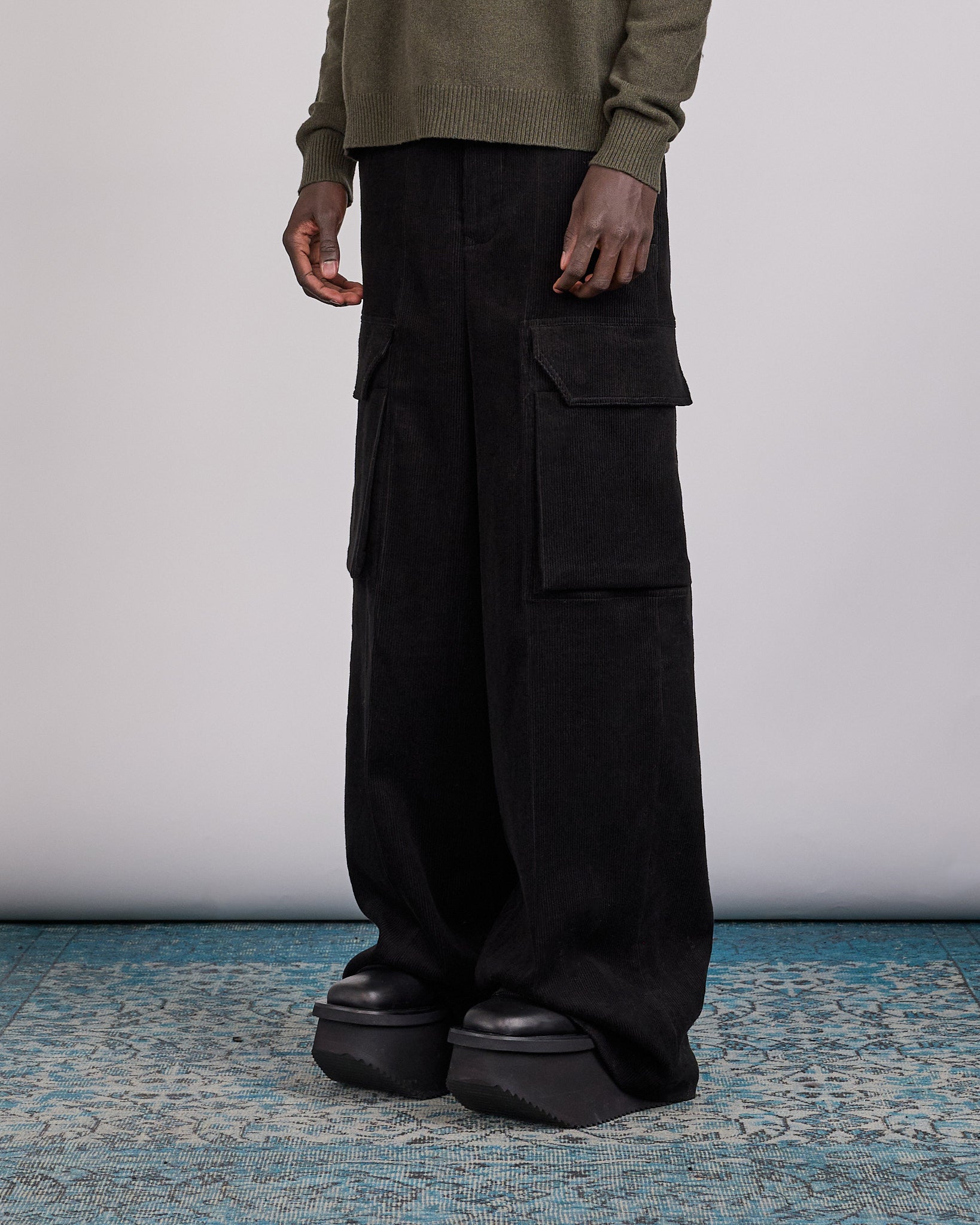 Rick Owens Firbanks Cargo Pant Linen Corduroy Black – LESS 17