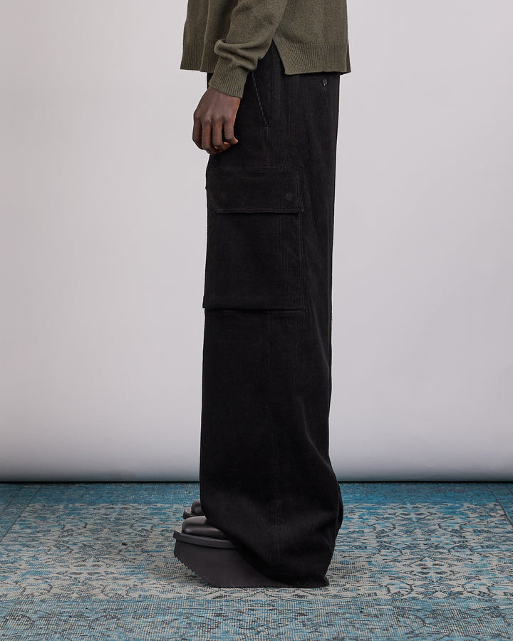 Rick Owens Firbanks Cargo Pant Linen Corduroy Black