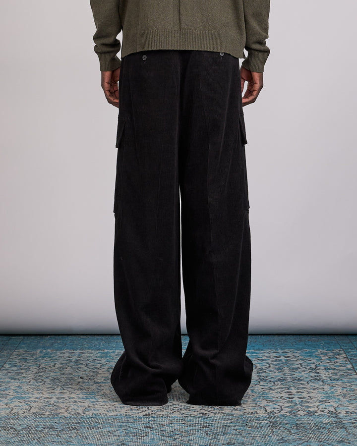 Rick Owens Firbanks Cargo Pant Linen Corduroy Black