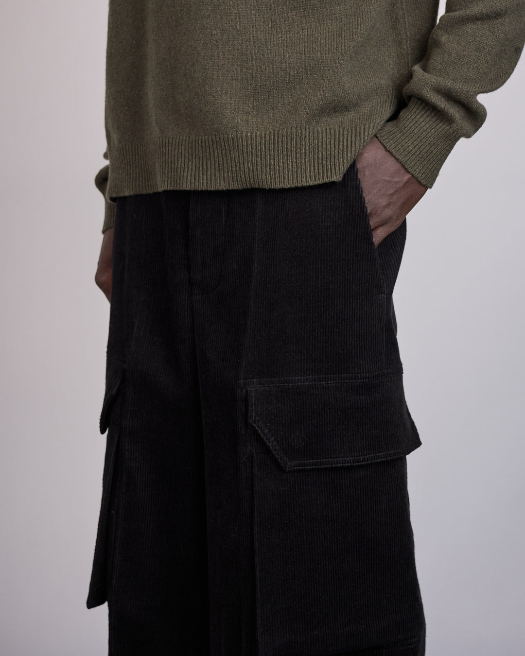 Rick Owens Firbanks Cargo Pant Linen Corduroy Black
