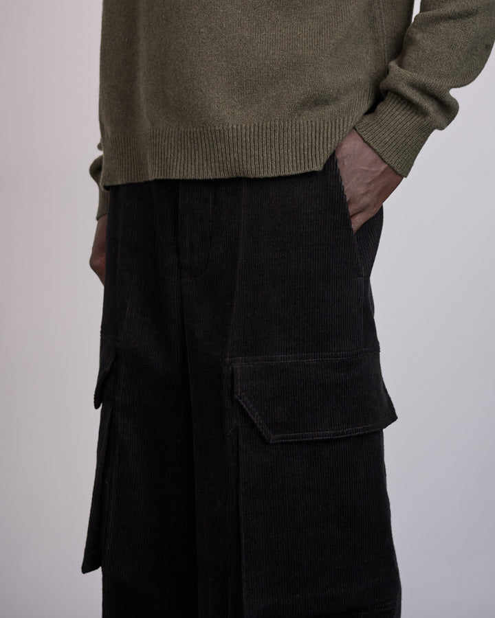 Rick Owens Firbanks Cargo Pant Linen Corduroy Black