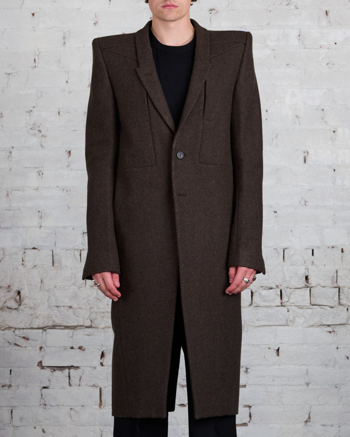 Rick Owens Fogpocket Neue Coat Loden Felt Wool Brown