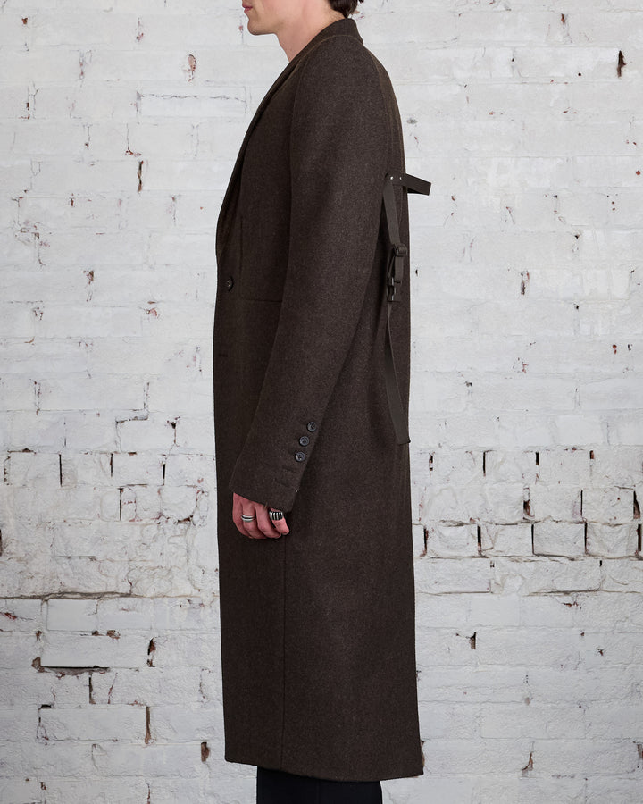 Rick Owens Fogpocket Neue Coat Loden Felt Wool Brown