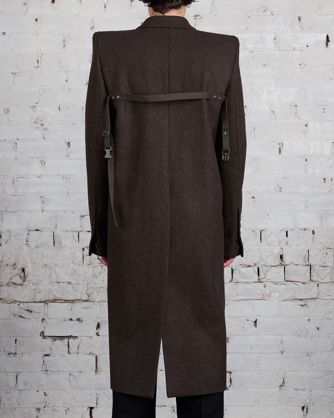 Rick Owens Fogpocket Neue Coat Loden Felt Wool Brown