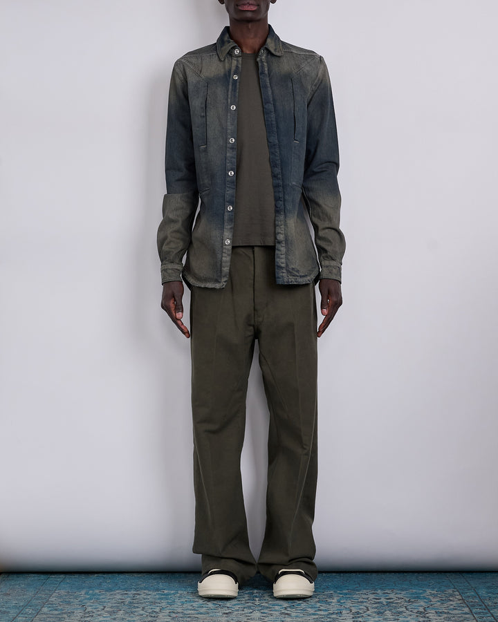 Rick Owens Fogpocket Outershirt 14oz Slub Denim Dark Dust Degrade
