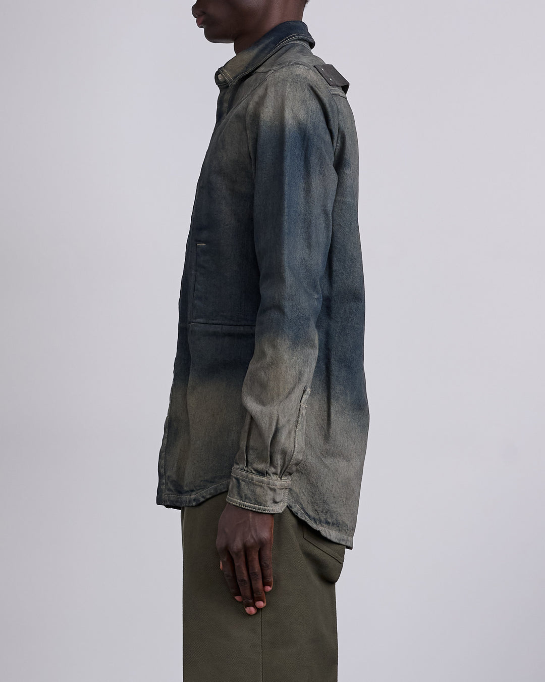 Rick Owens Fogpocket Outershirt 14oz Slub Denim Dark Dust Degrade