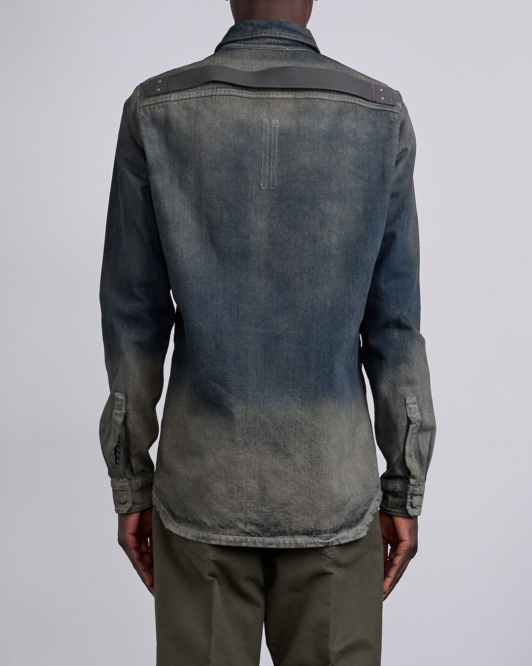 Rick Owens Fogpocket Outershirt 14oz Slub Denim Dark Dust Degrade