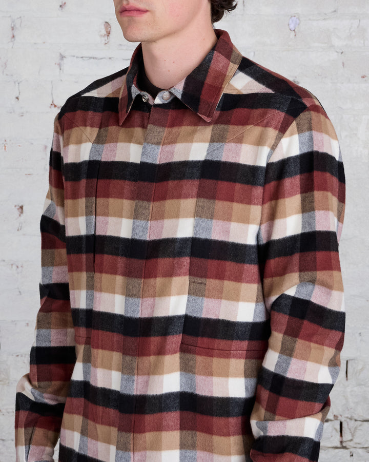 Rick Owens Fogpocket Outershirt Cotton Throat Plaid