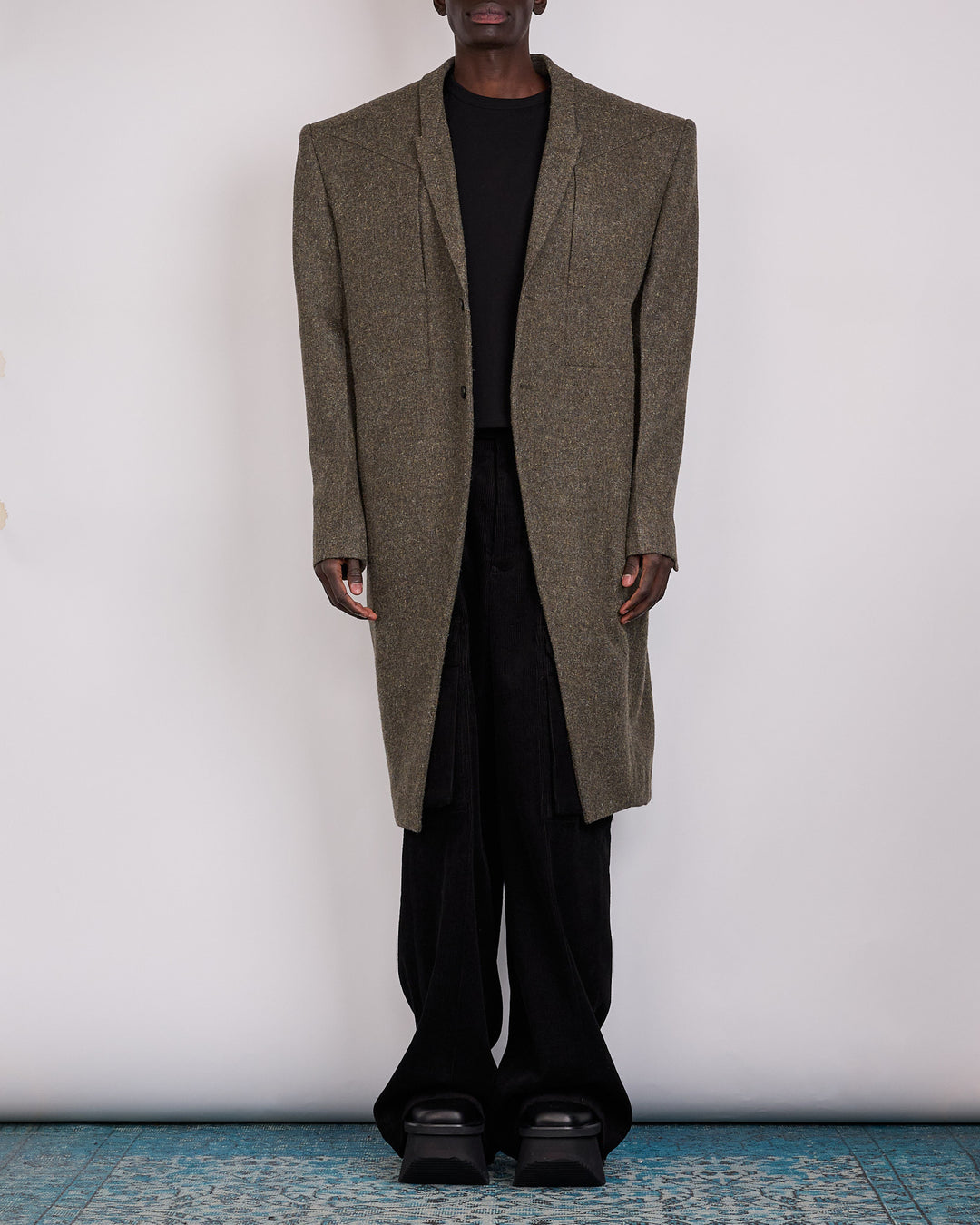 Rick Owens Fogpocket Rick's Coat Rugged Wool Bosco