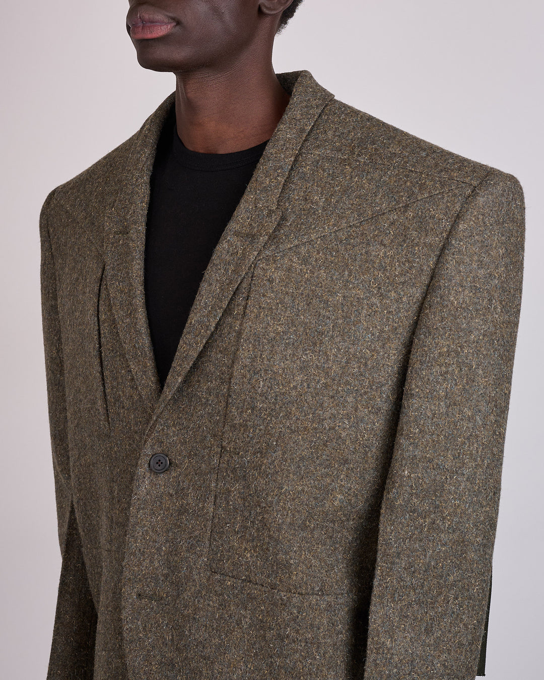 Rick Owens Fogpocket Rick's Coat Rugged Wool Bosco