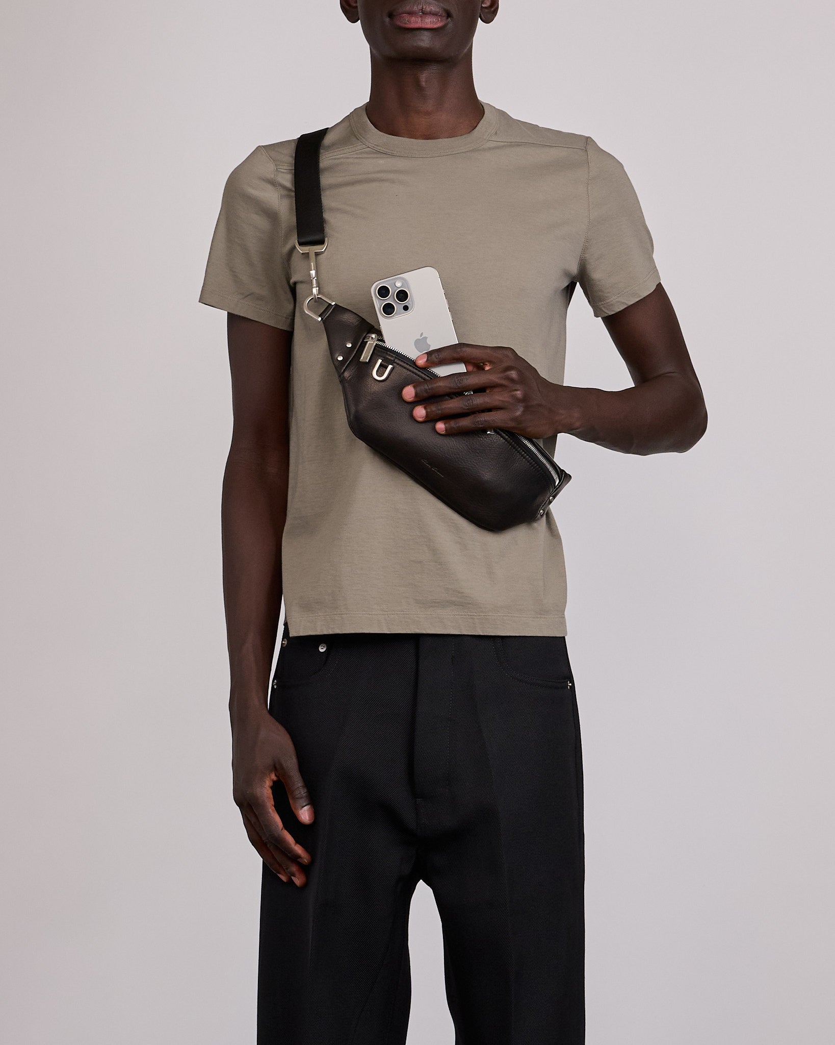 Rick Owens Geo Bumbag Grainy Leather Black – LESS 17
