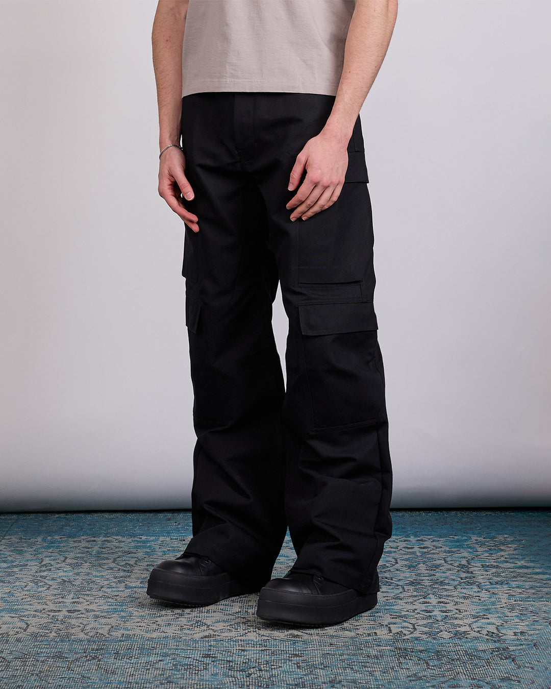 Rick Owens Geth Cargo Jean Cordura Cotton Black