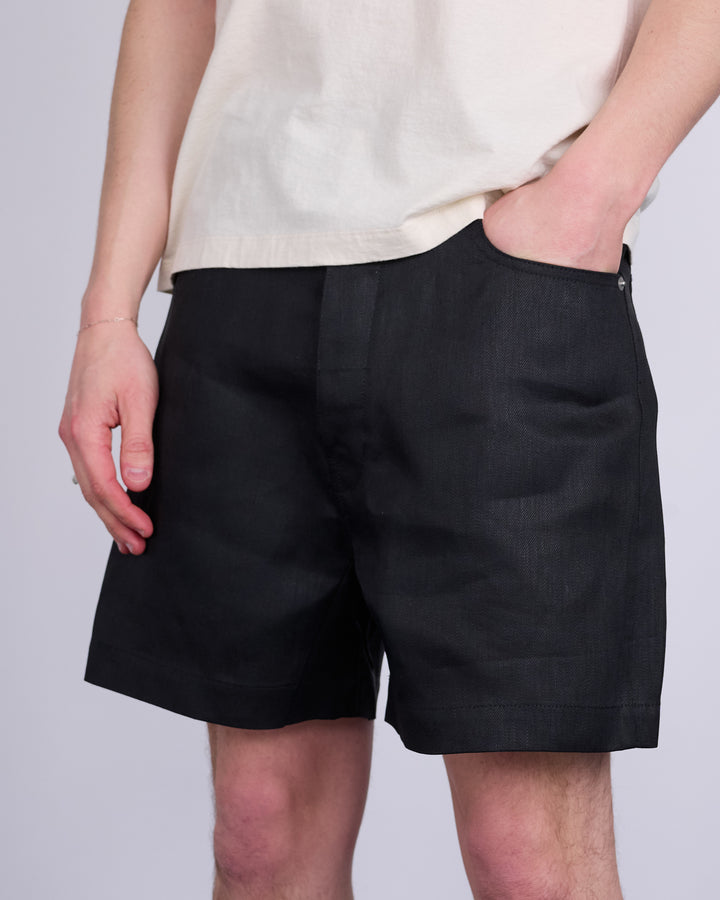 Rick Owens Geth Cutoff Short Linen Twill Black