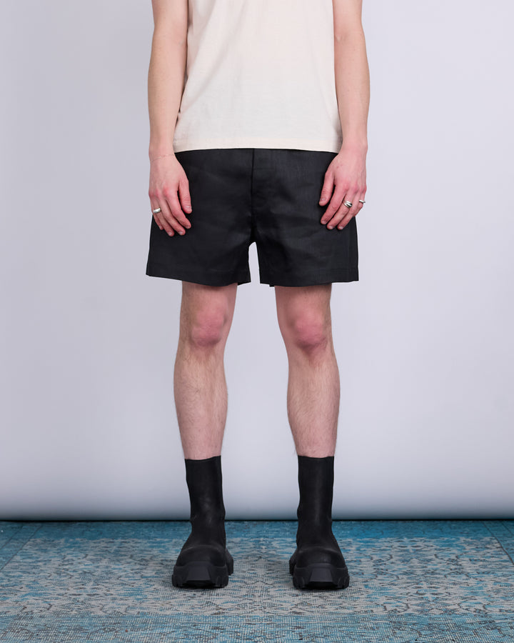 Rick Owens Geth Cutoff Short Linen Twill Black