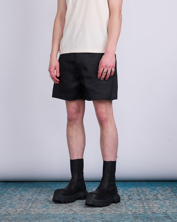 Rick Owens Geth Cutoff Short Linen Twill Black