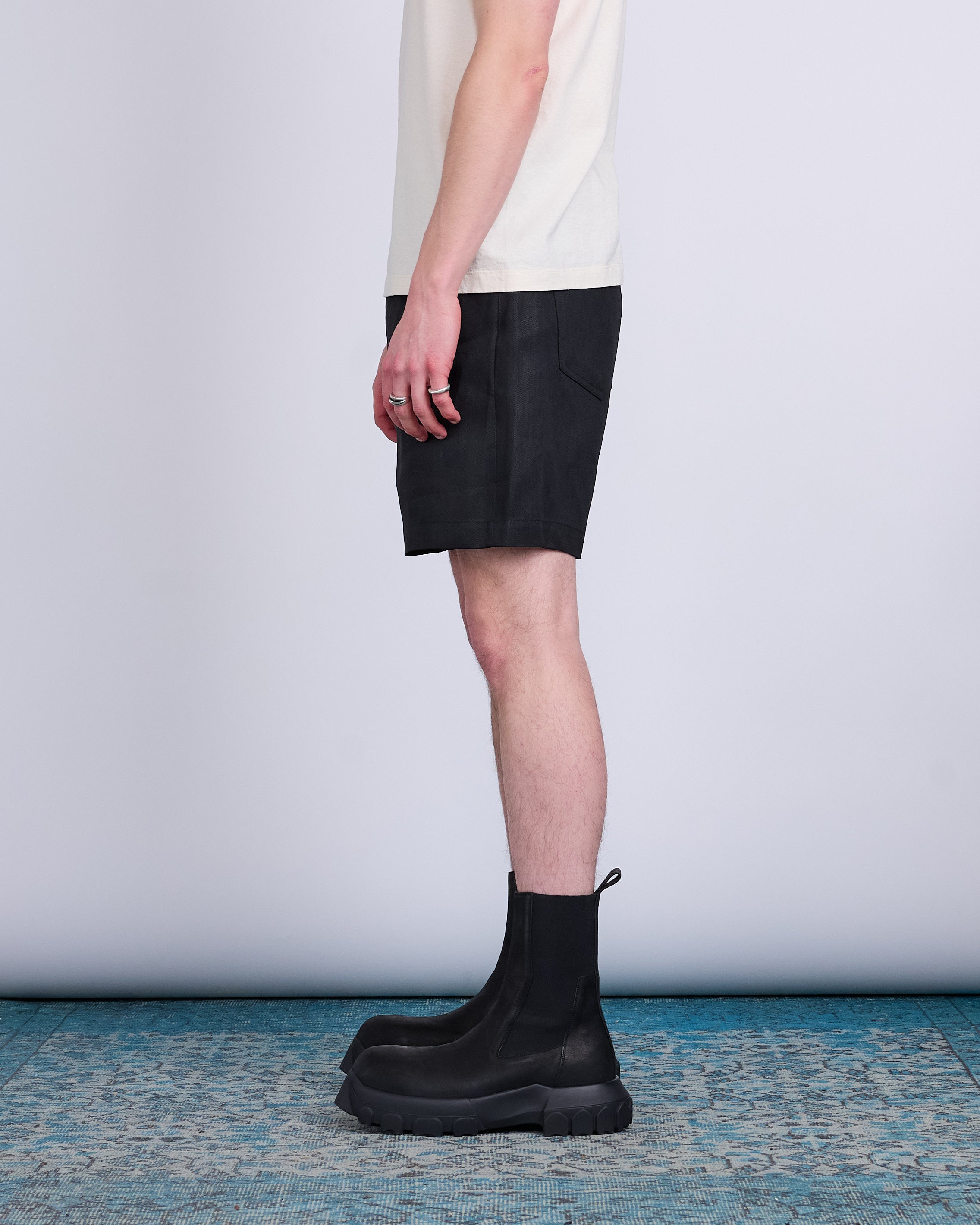 Rick Owens Geth Cutoff Short Linen Twill Black – LESS 17