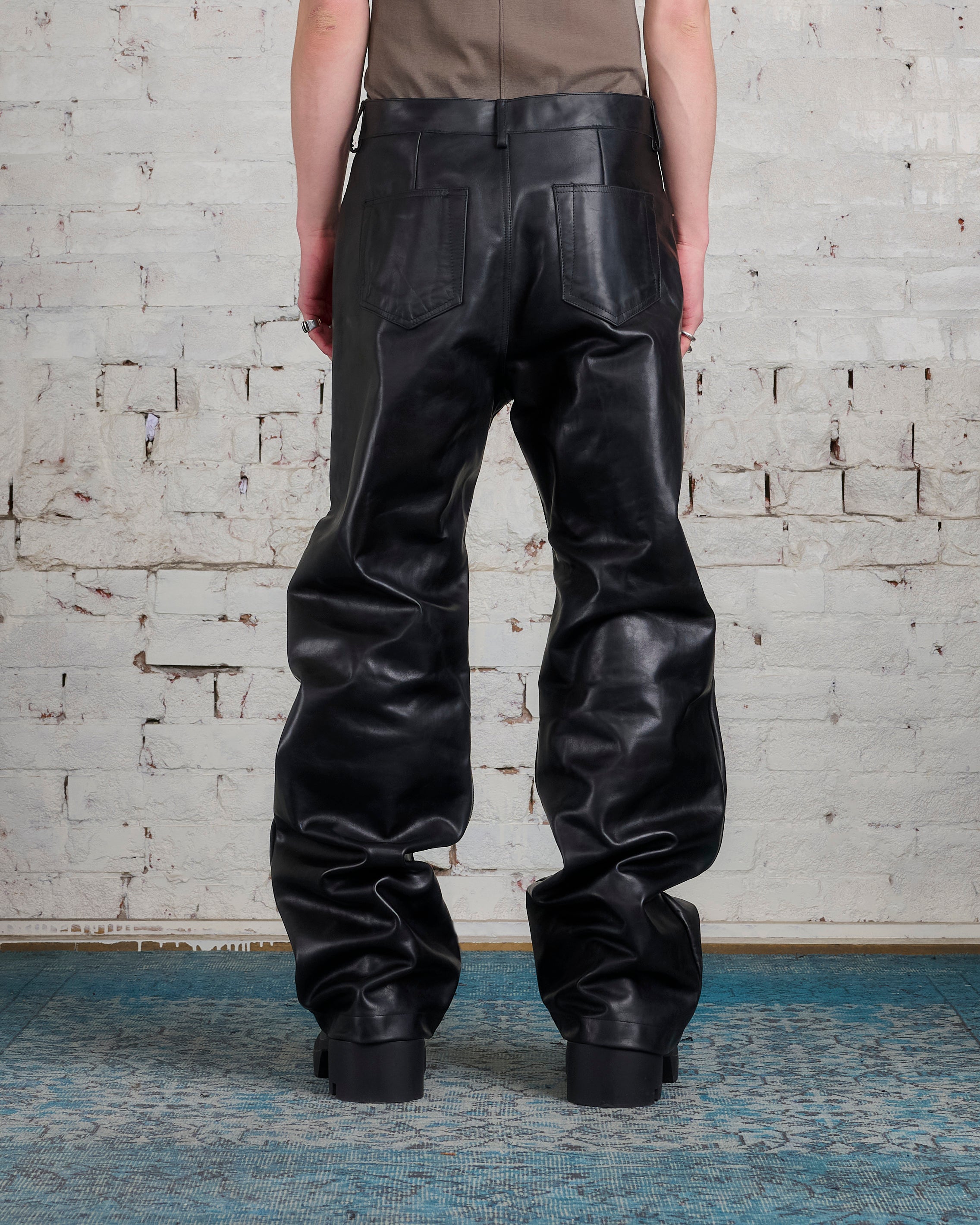 Rick Owens Geth Jean Oily Calf Leather Black