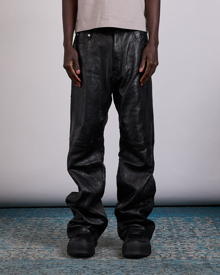 Rick Owens Geth Jean Tumbled Lamb Leather Black