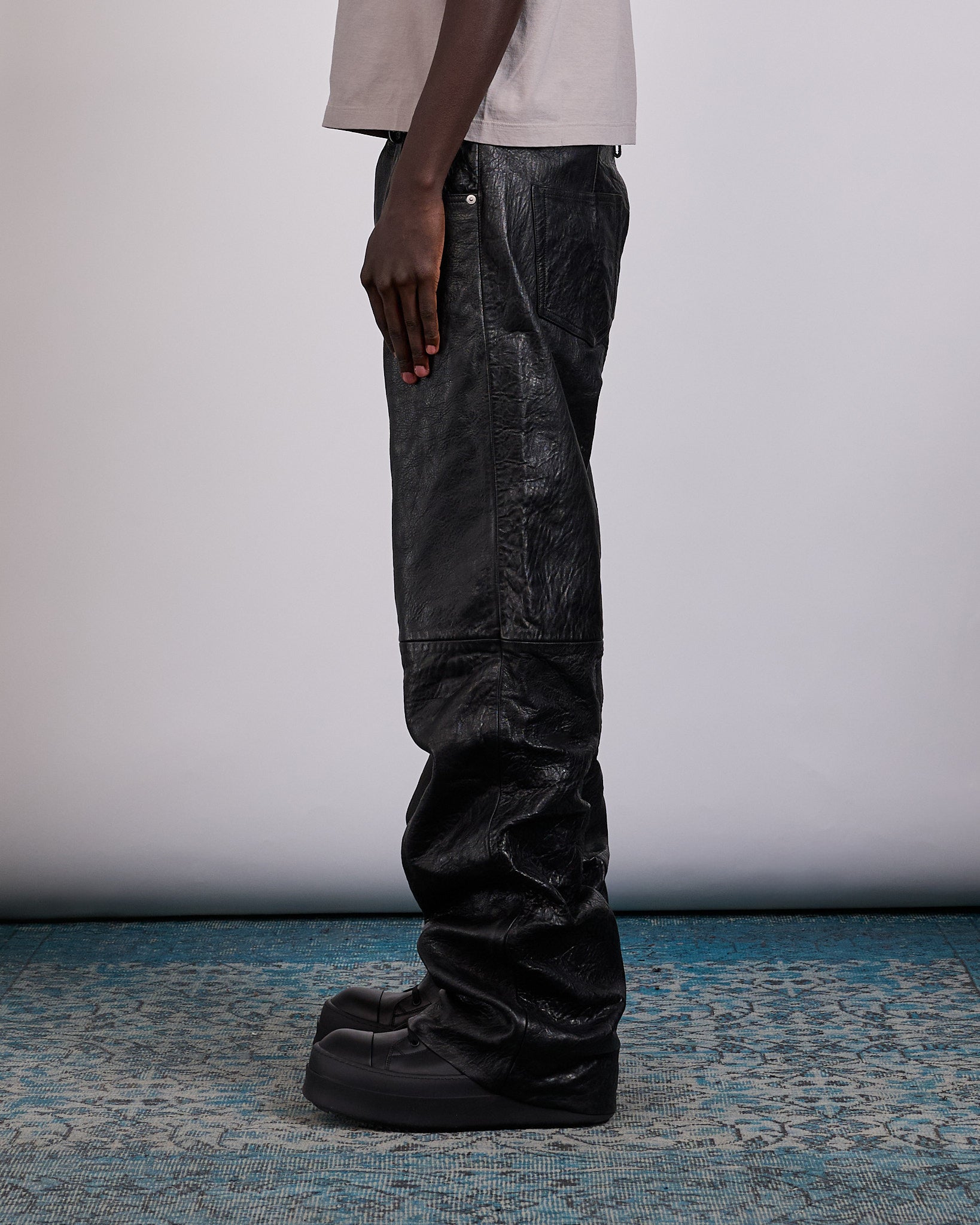 Rick Owens Geth Jean Tumbled Lamb Leather Black – LESS 17