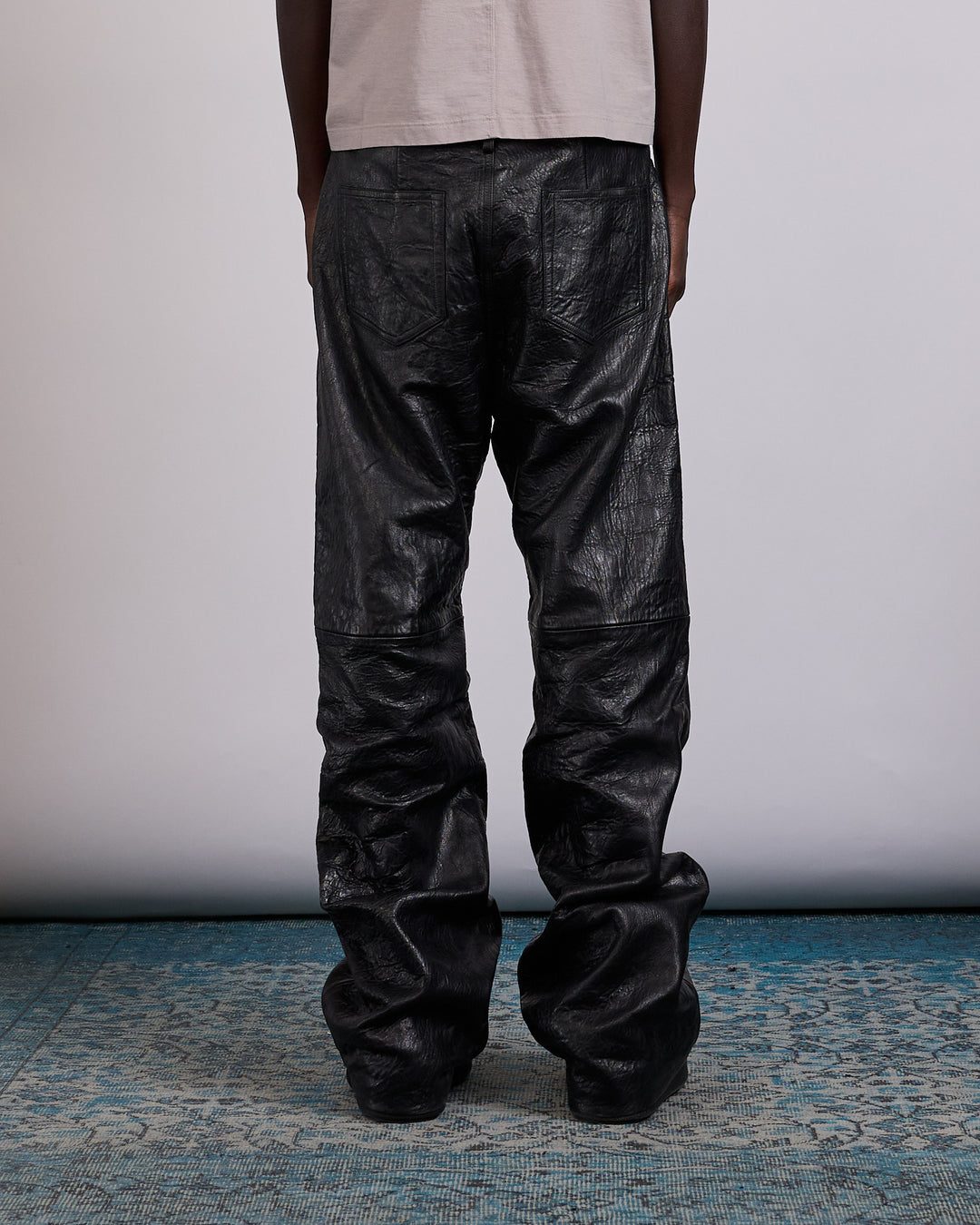 Rick Owens Geth Jean Tumbled Lamb Leather Black