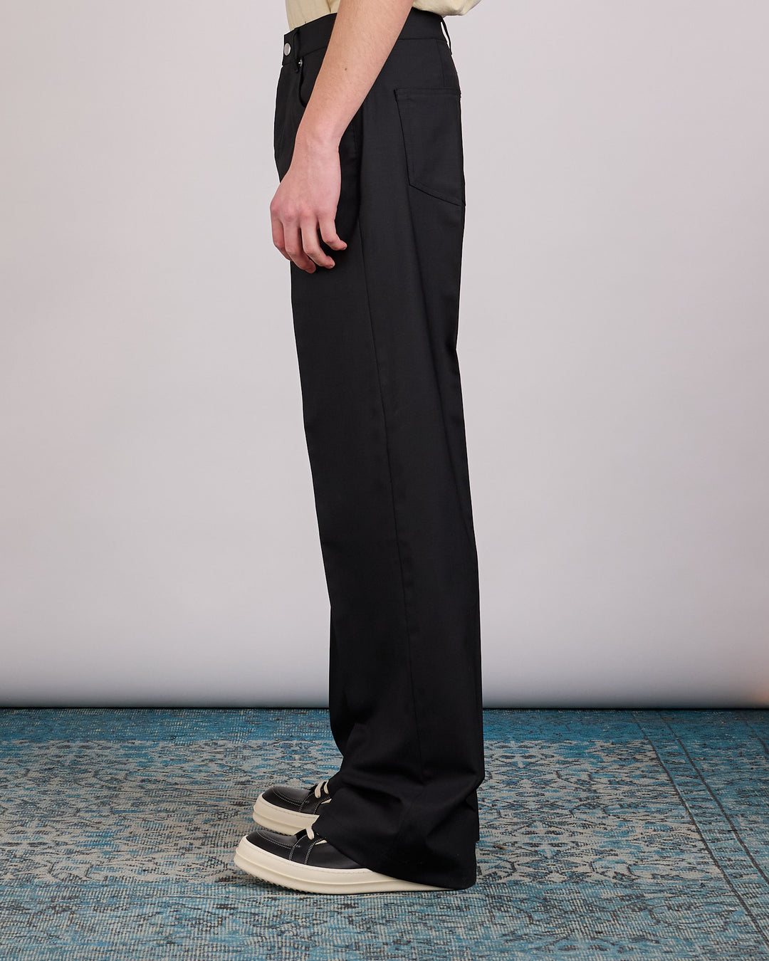 Rick Owens Geth Jean Zanlight Suiting Paper Wool Black