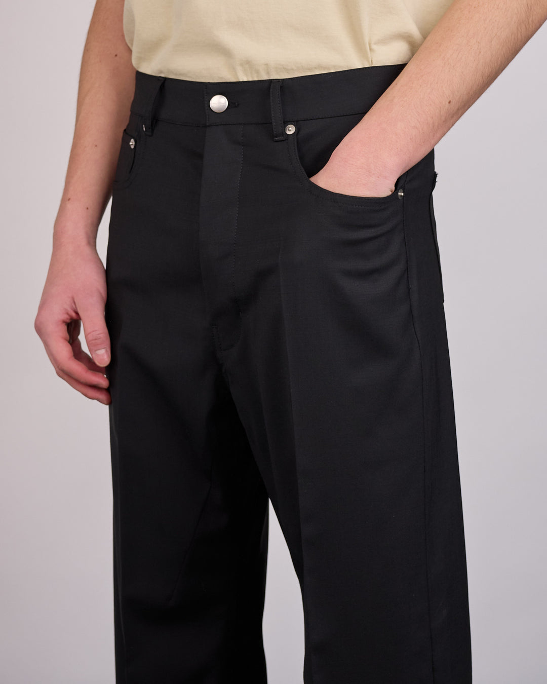 Rick Owens Geth Jean Zanlight Suiting Paper Wool Black