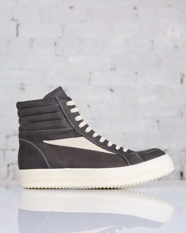 Rick Owens High Vintage Sneaks LWN Nubuck Dark Dust/Milk