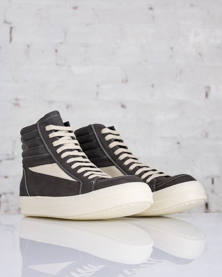 Rick Owens High Vintage Sneaks LWN Nubuck Dark Dust/Milk