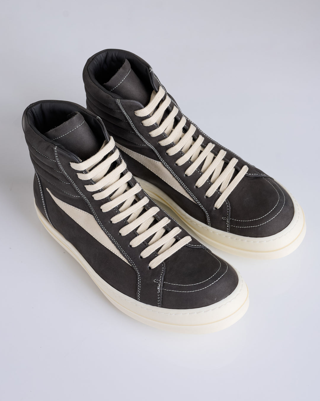 Rick Owens High Vintage Sneaks LWN Nubuck Dark Dust/Milk