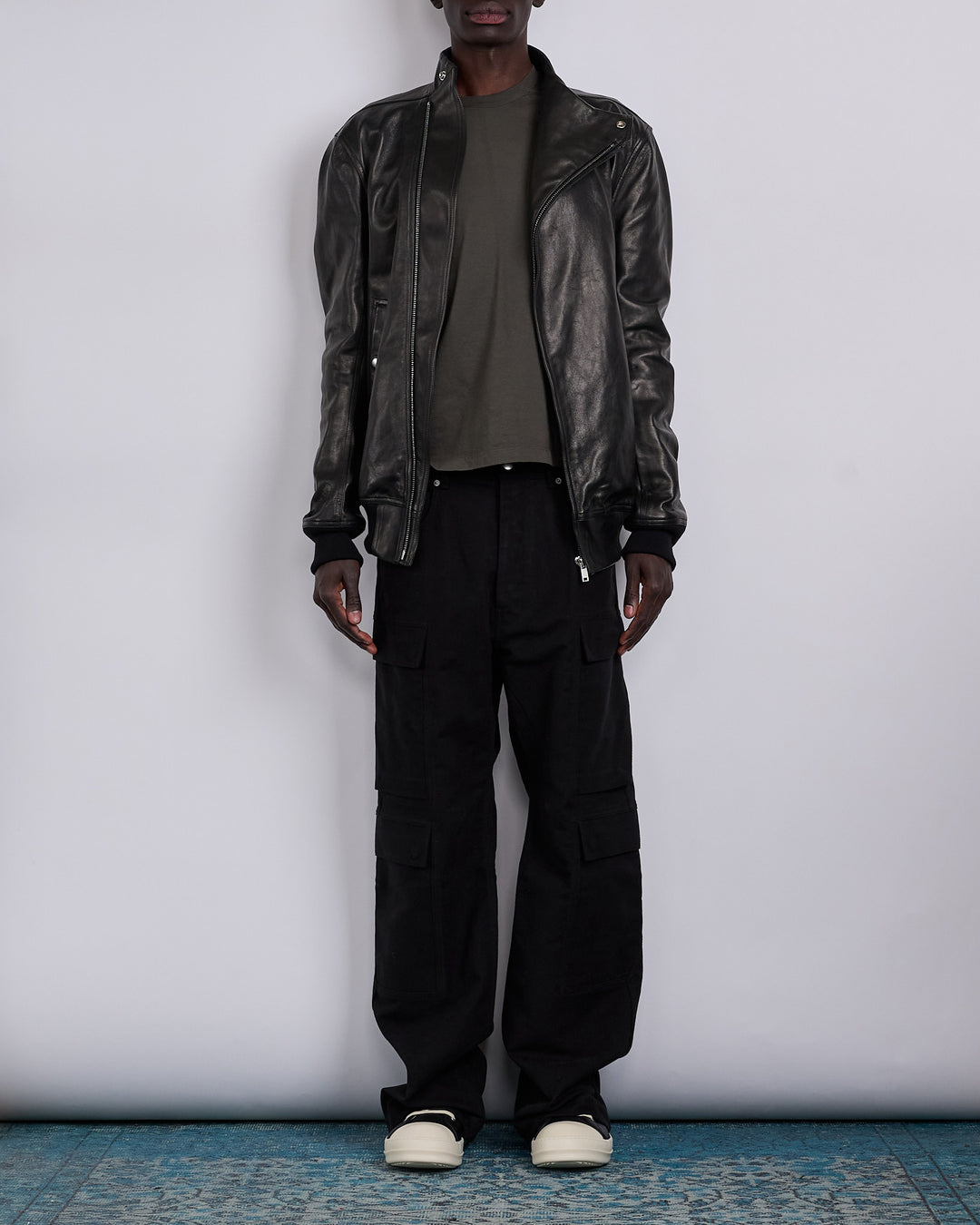 Rick Owens Hollywood Flight Nappa Lamb Leather Jacket Black