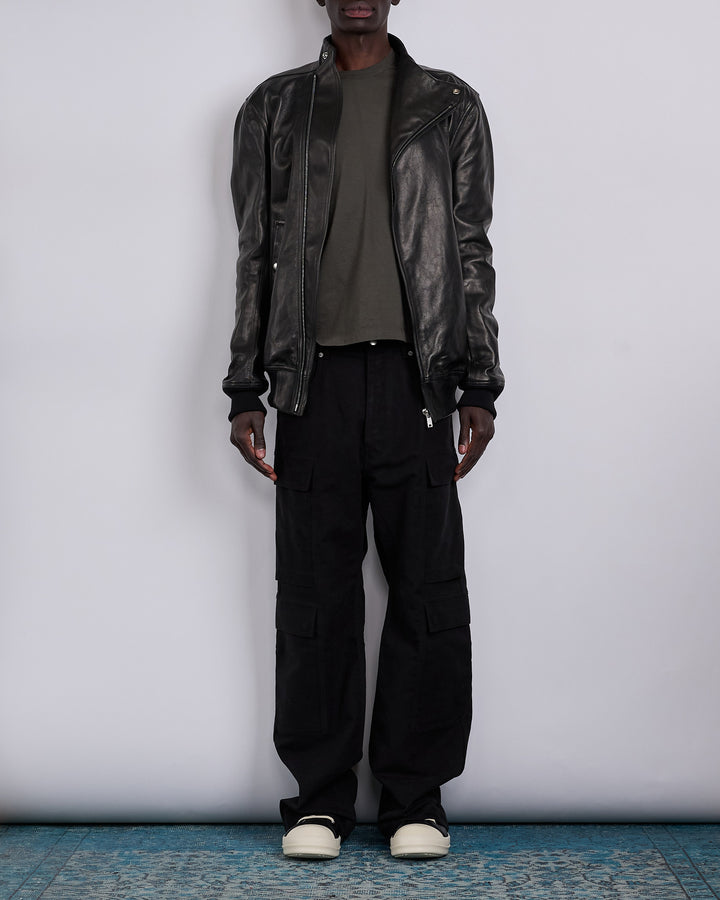 Rick Owens Hollywood Flight Nappa Lamb Leather Jacket Black
