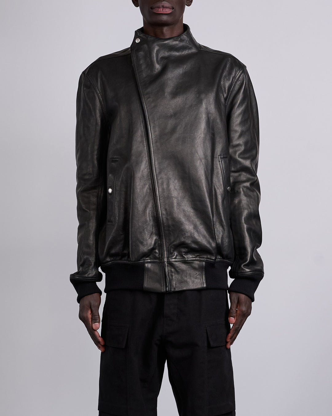 Rick Owens Hollywood Flight Nappa Lamb Leather Jacket Black