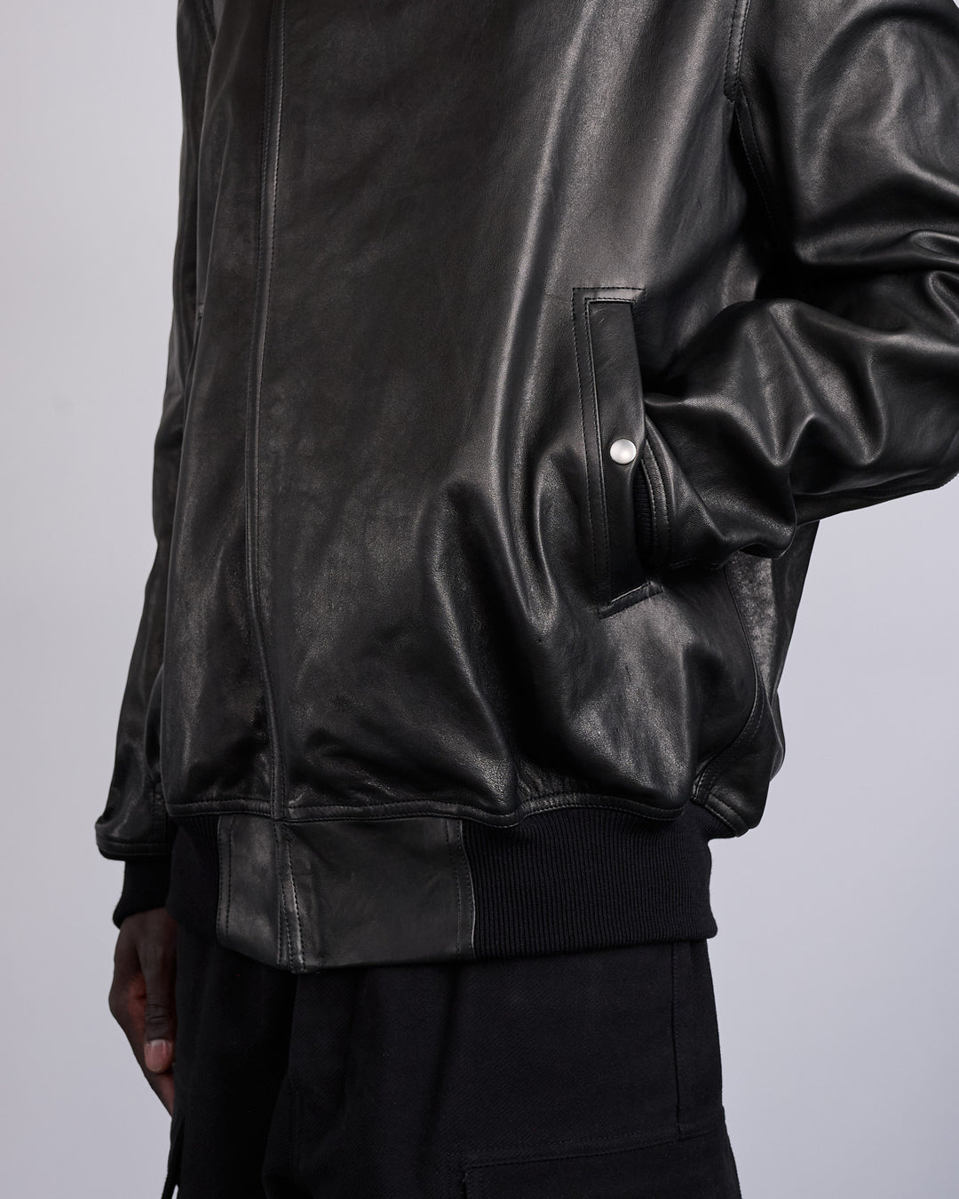 Rick Owens Hollywood Flight Nappa Lamb Leather Jacket Black