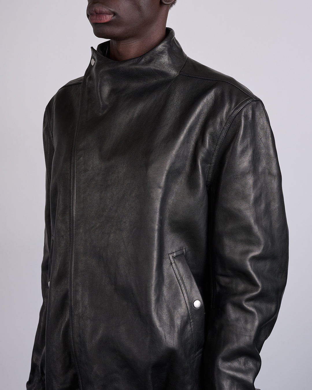 Rick Owens Hollywood Flight Nappa Lamb Leather Jacket Black