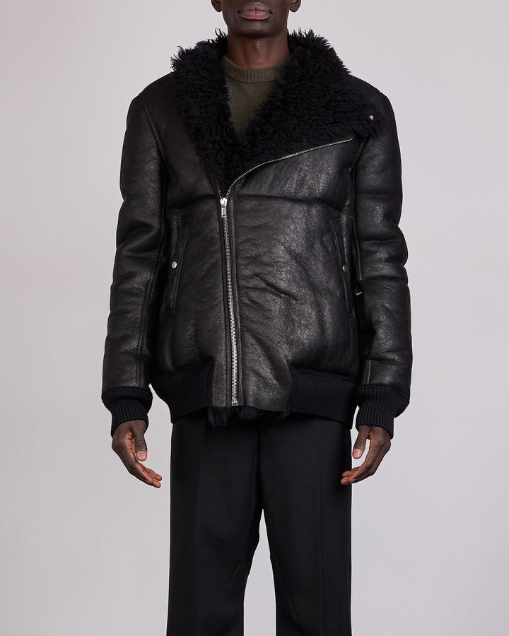 Rick Owens Hollywood Flight Shearling Jacket Black