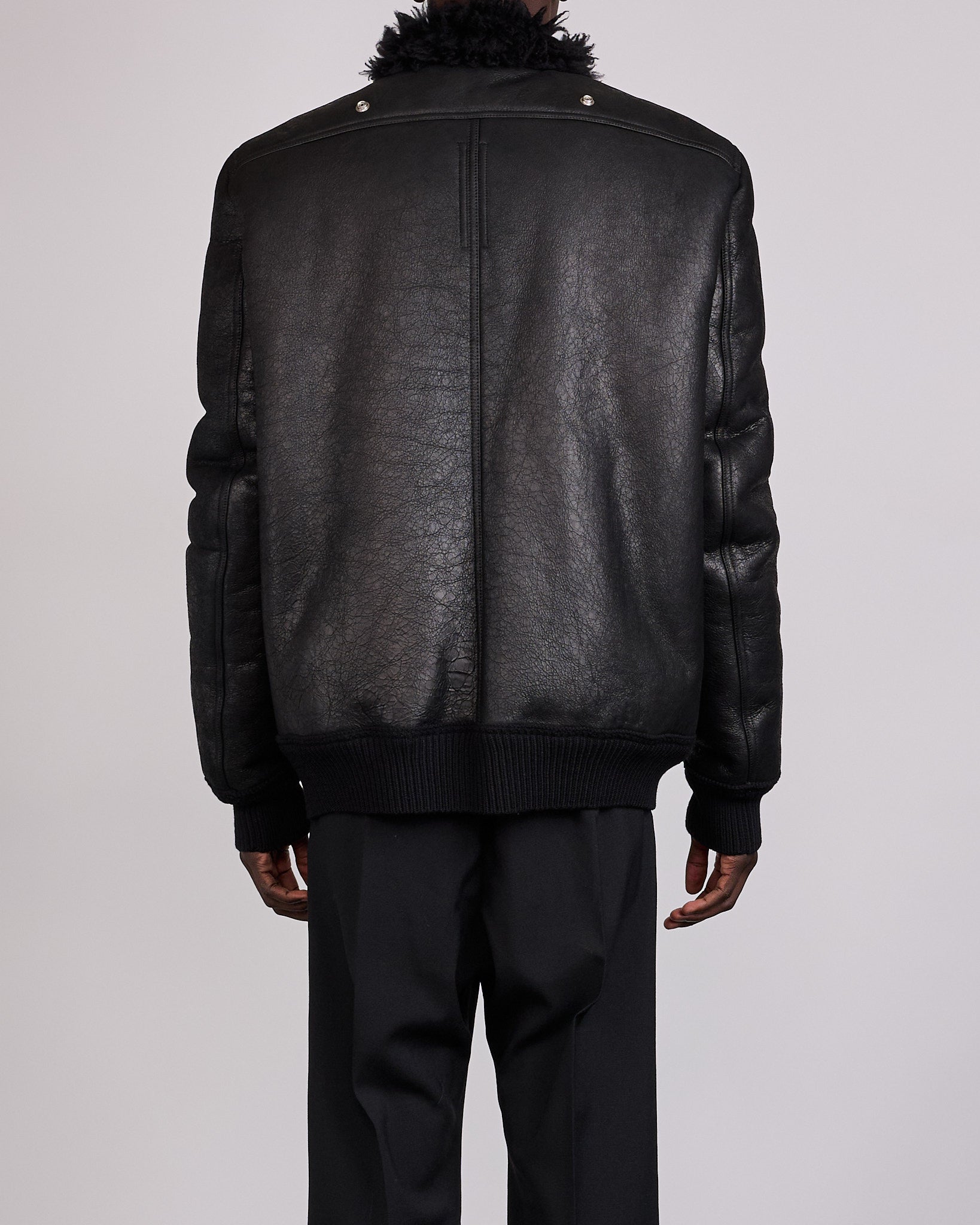 Rick Owens Hollywood Flight Shearling Jacket Black – LESS 17