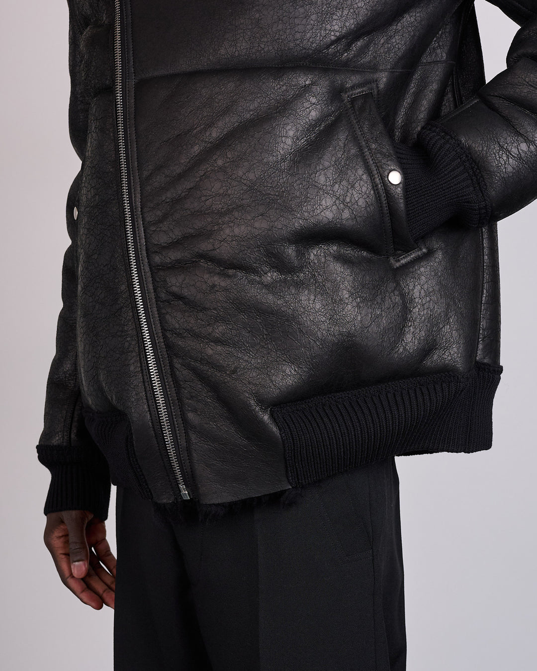 Rick Owens Hollywood Flight Shearling Jacket Black