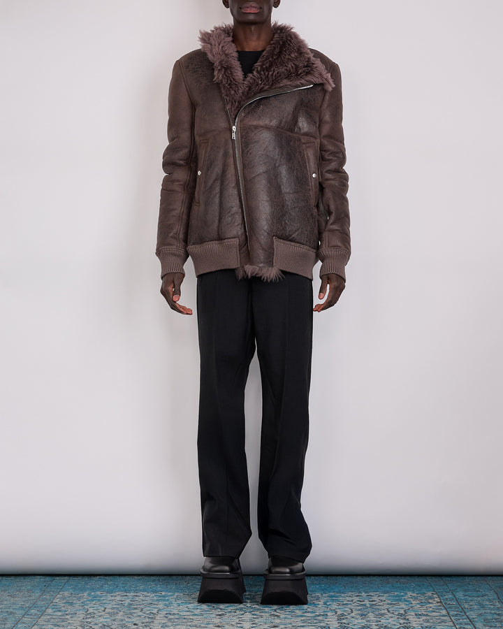 Rick Owens Hollywood Flight Shearling Jacket Dark Dust