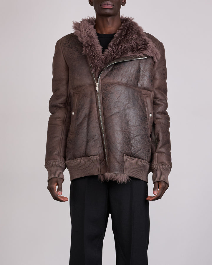 Rick Owens Hollywood Flight Shearling Jacket Dark Dust