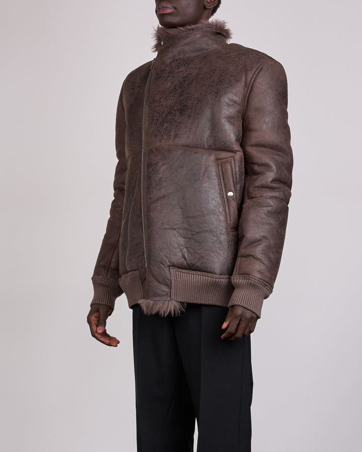 Rick Owens Hollywood Flight Shearling Jacket Dark Dust