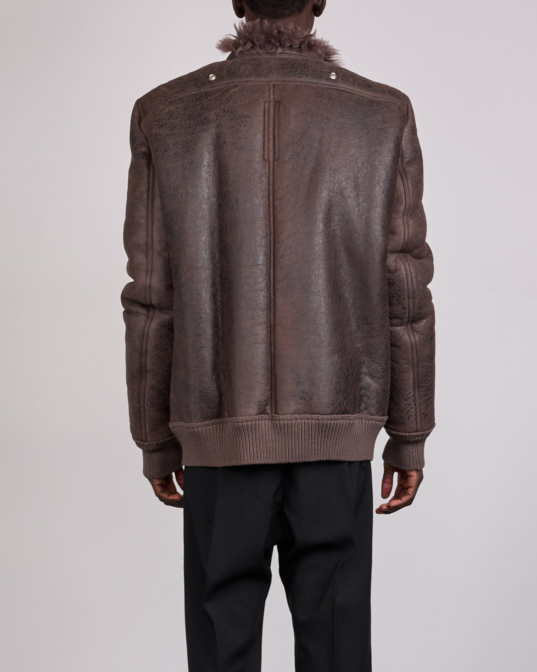 Rick Owens Hollywood Flight Shearling Jacket Dark Dust