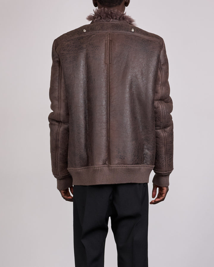 Rick Owens Hollywood Flight Shearling Jacket Dark Dust