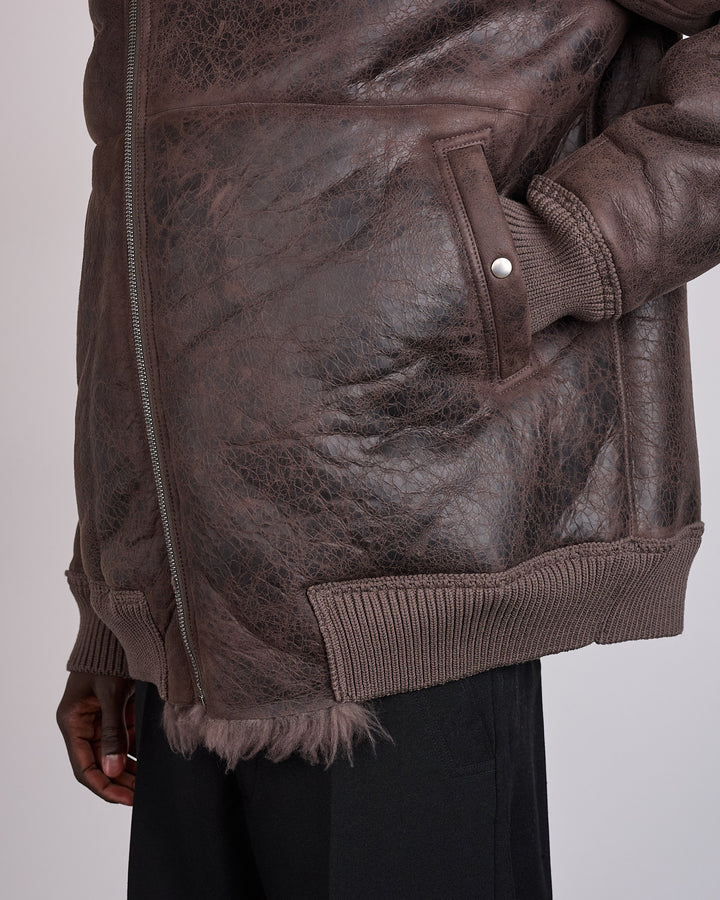 Rick Owens Hollywood Flight Shearling Jacket Dark Dust