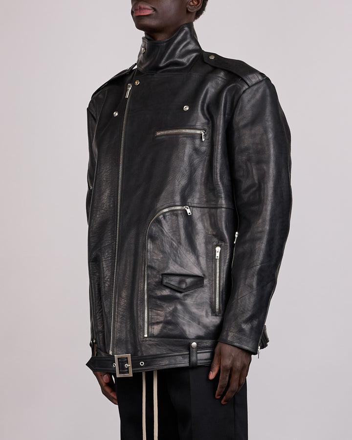 Rick Owens Jumbo Bauhaus Stooges Jacket Glossy Bull Leather Black