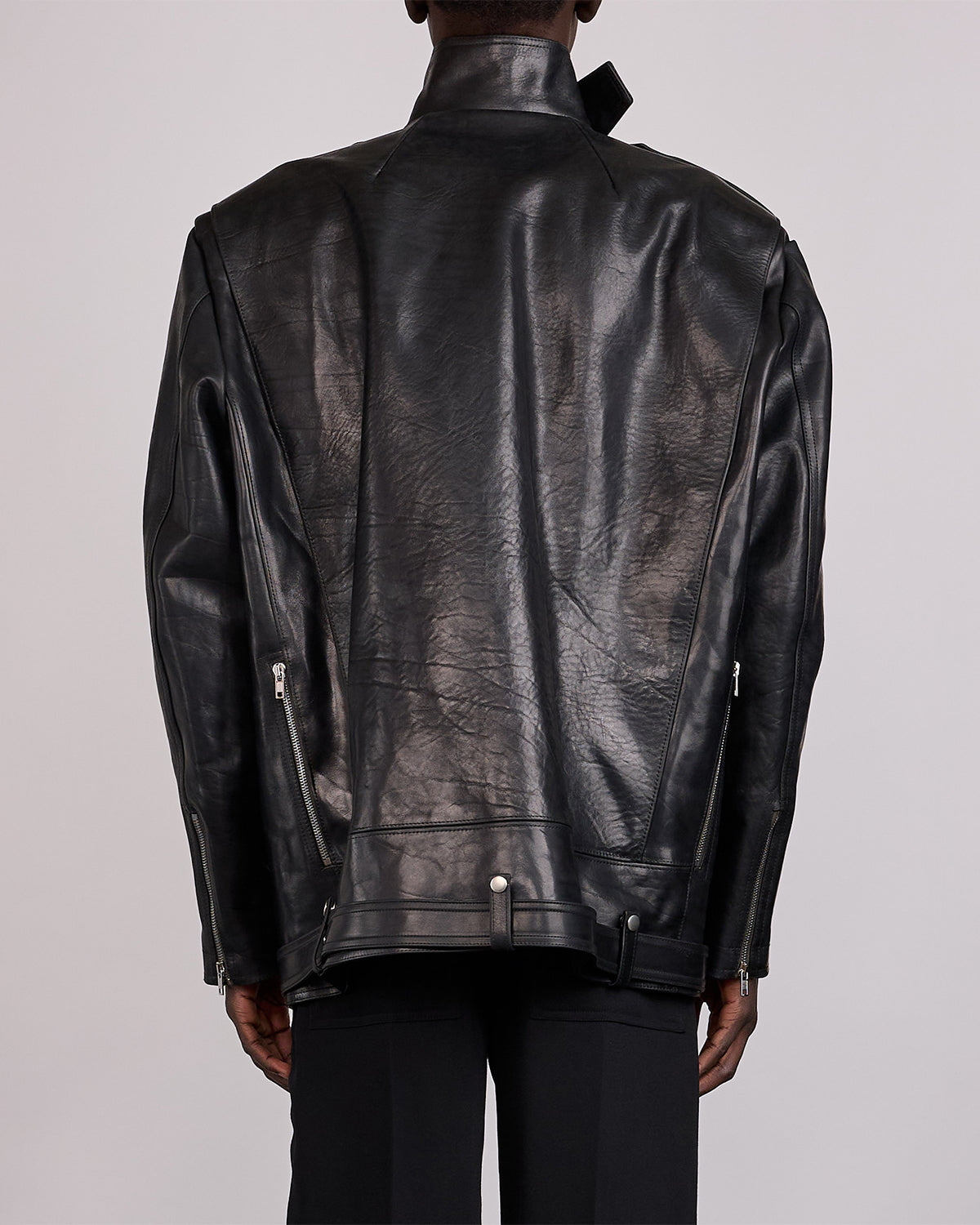 Rick Owens Jumbo Bauhaus Stooges Jacket Glossy Bull Leather Black
