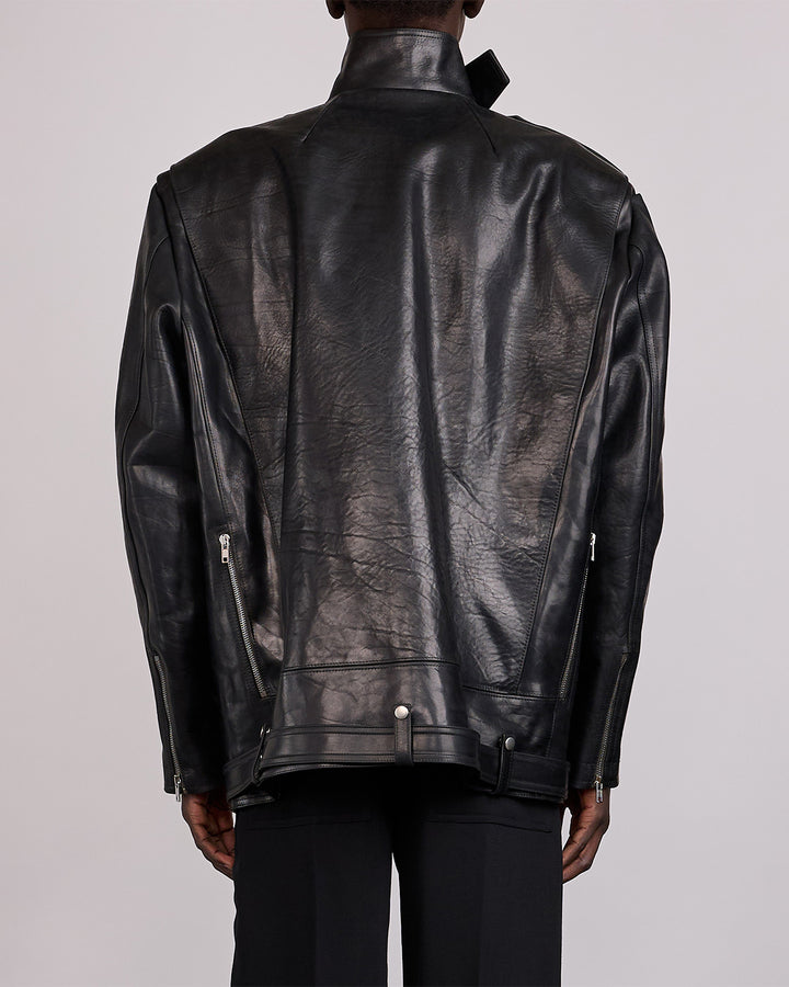 Rick Owens Jumbo Bauhaus Stooges Jacket Glossy Bull Leather Black