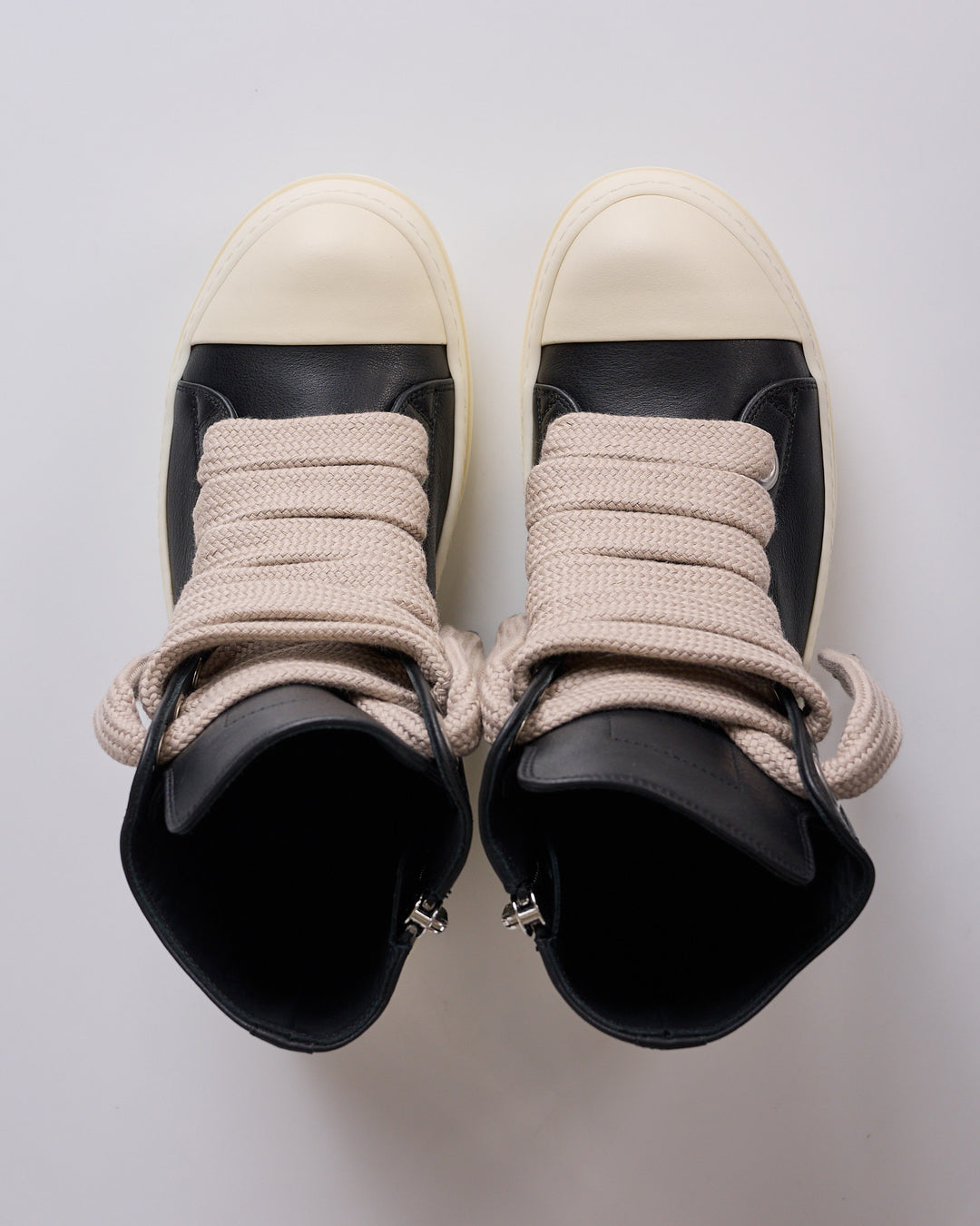 Rick Owens Jumbo Lace High Sneak LCO Leather Black Milk